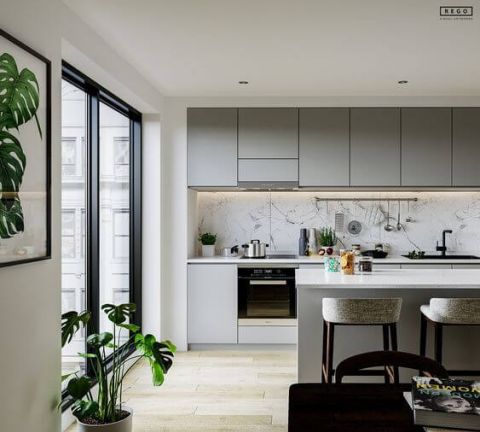 U-vormige keuken met zitgedeelte