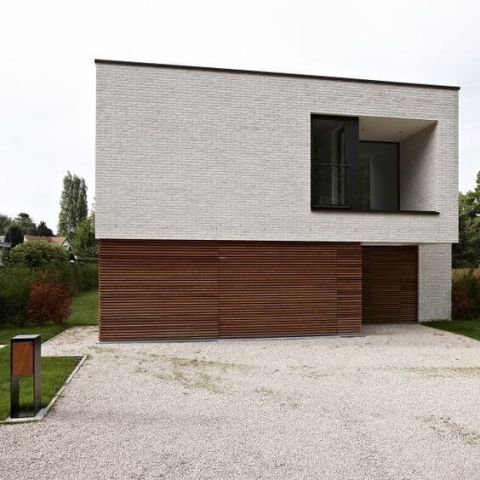 Combinatie hout en lichte gevelsteen